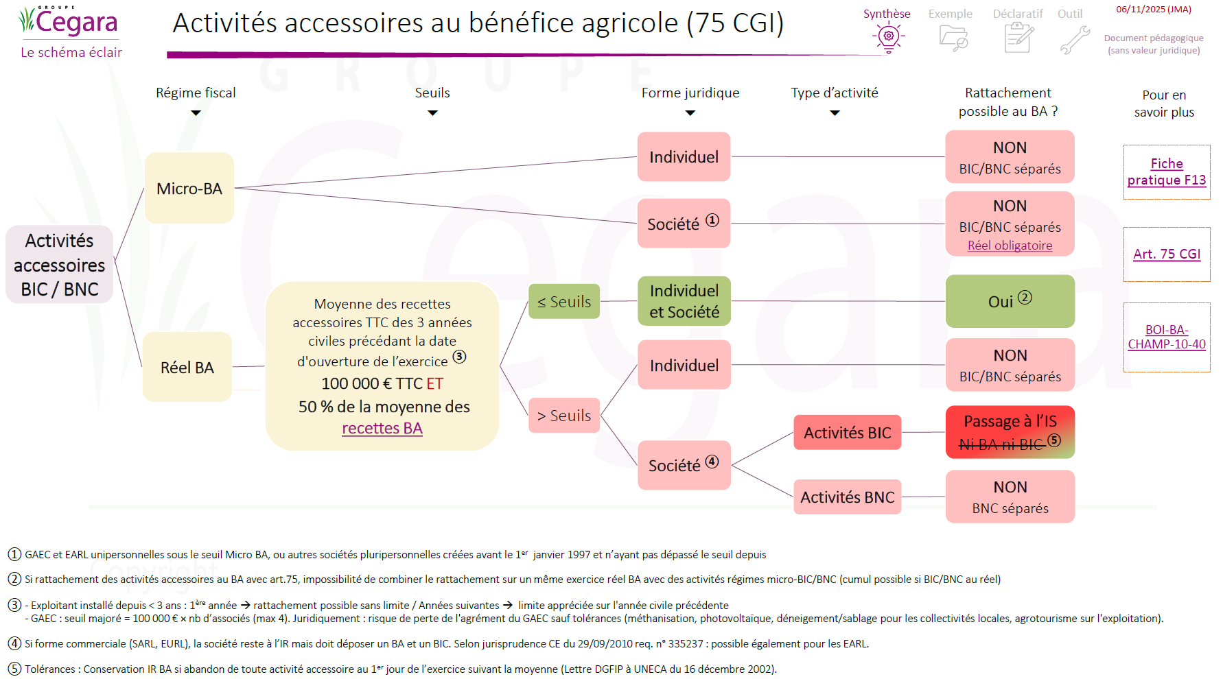 Schéma - Activités accessoires au BA